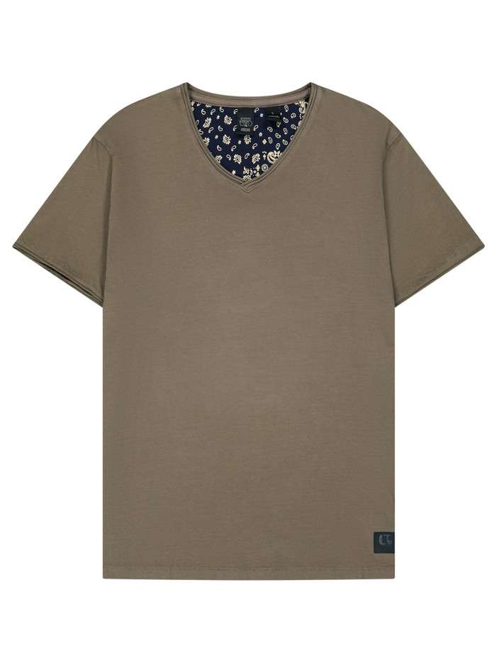T-shirt en coton taupe avec...