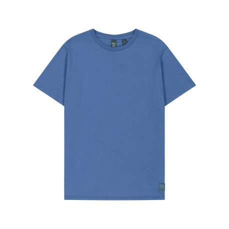 T-shirt en coton à col rond en bord-côte pourvu de manches courtes