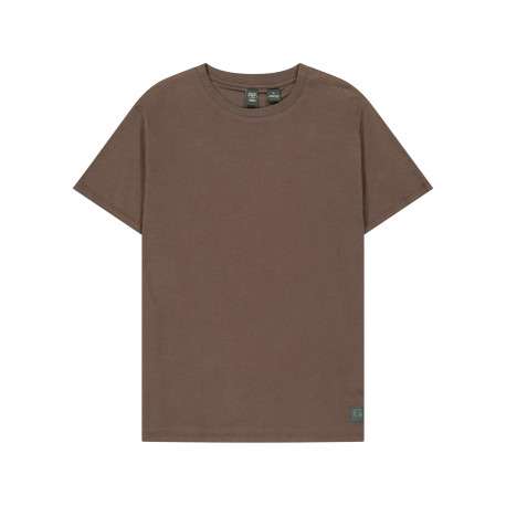 T-shirt en coton chocolat pourvu d'une coupe droite et d'un col rond