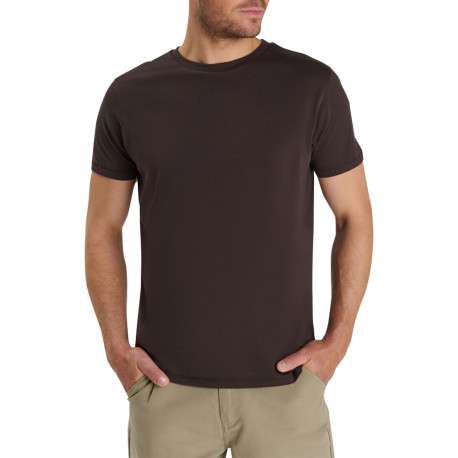 T-shirt en coton chocolat pourvu d'une coupe droite et d'un col rond - Image 4