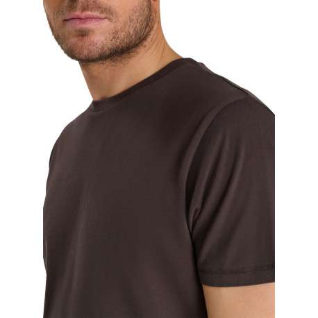 T-shirt en coton chocolat pourvu d'une coupe droite et d'un col rond - Image 5