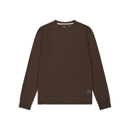 Pull marron à coupe droite pourvu d'un col rond et de manches longues