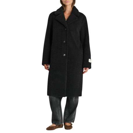 Manteau noir à coupe droite pourvu d'un col à revers tailleur - Image 2