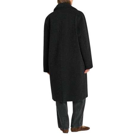 Manteau noir à coupe droite pourvu d'un col à revers tailleur - Image 3