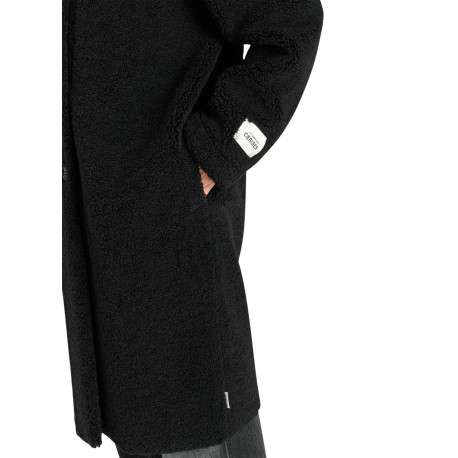 Manteau noir à coupe droite pourvu d'un col à revers tailleur - Image 4