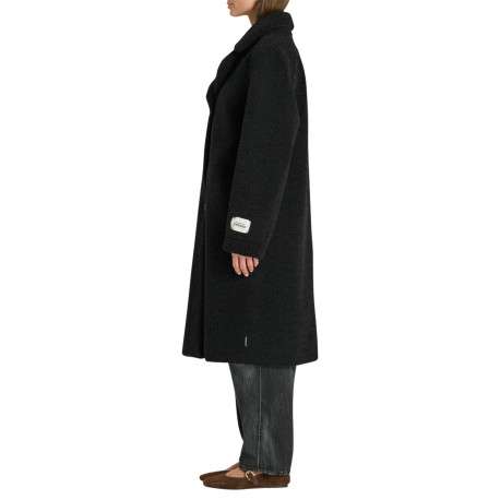 Manteau noir à coupe droite pourvu d'un col à revers tailleur - Image 5