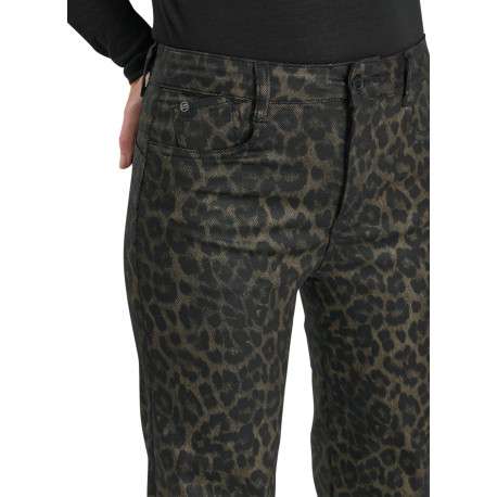 Pantalon léopard à coupe droite pourvu d'une fermeture par zip et bouton - Image 4