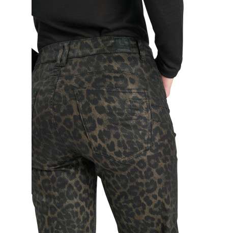 Pantalon léopard à coupe droite pourvu d'une fermeture par zip et bouton - Image 5