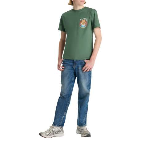 T-shirt en coton vert imprimé à coupe droite pourvu d'un col rond - Image 6