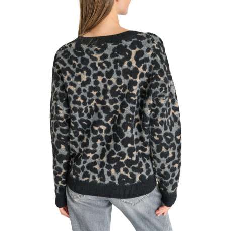 Pull léopard à coupe droite pourvu d'un col rond et de manches longues - Image 3