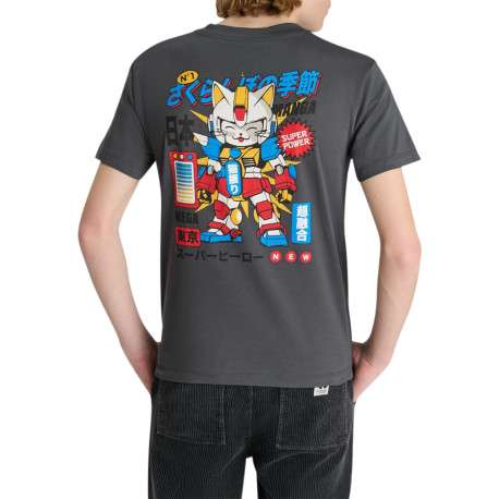 T-shirt en coton anthracite imprimé à coupe droite pourvu d'un col rond - Image 3