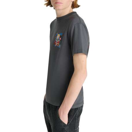 T-shirt en coton anthracite imprimé à coupe droite pourvu d'un col rond - Image 4