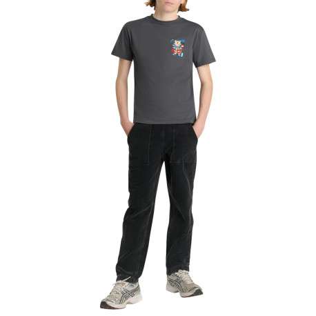 T-shirt en coton anthracite imprimé à coupe droite pourvu d'un col rond - Image 6