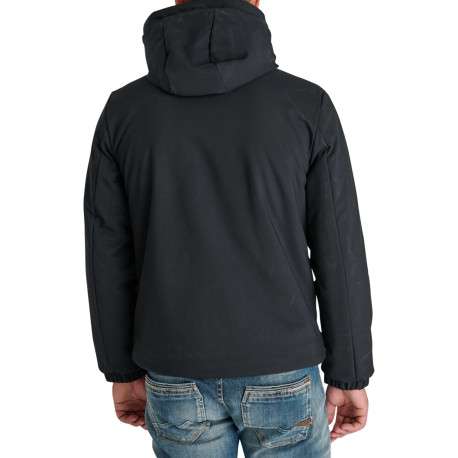 Parka noire à coupe droite pourvue d'un col à capuche avec cordon de serrage - Image 3