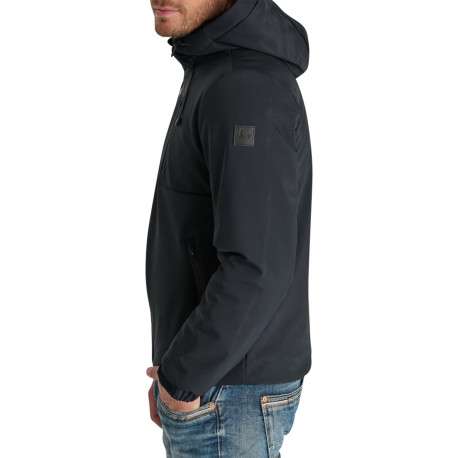 Parka noire à coupe droite pourvue d'un col à capuche avec cordon de serrage - Image 4