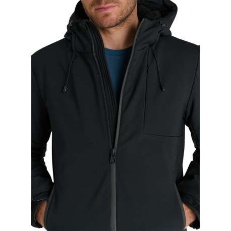 Parka noire à coupe droite pourvue d'un col à capuche avec cordon de serrage - Image 5