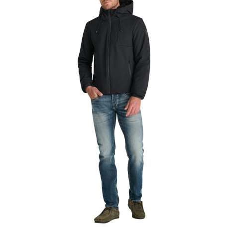 Parka noire à coupe droite pourvue d'un col à capuche avec cordon de serrage - Image 6