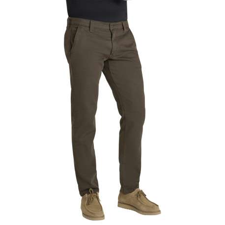 Pantalon chino en coton mélangé chocolat pourvu d'une coupe droite - Image 4