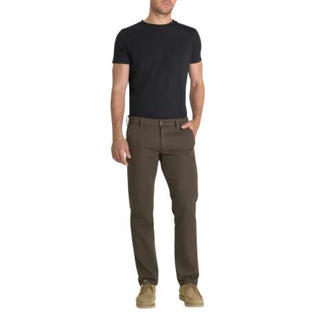 Pantalon chino en coton mélangé chocolat pourvu d'une coupe droite - Image 5