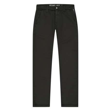 Pantalon chino en coton mélangé noir pourvu d'une coupe droite