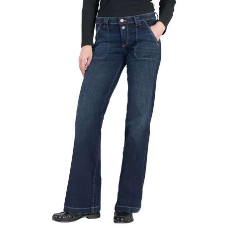 Jean en coton bleu marine pourvu d'une coupe bootcut avec 2 grandes poches avant - Image 3