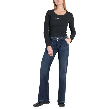 Jean en coton bleu marine pourvu d'une coupe bootcut avec 2 grandes poches avant - Image 4