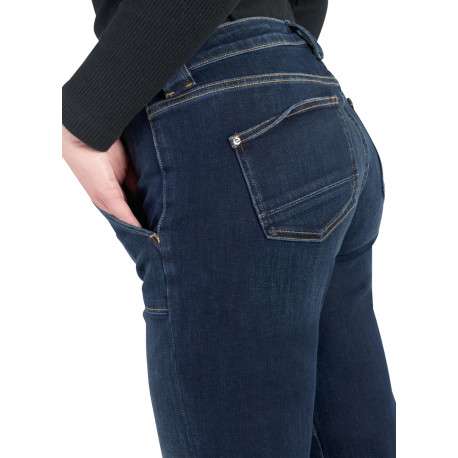 Jean en coton bleu marine pourvu d'une coupe bootcut avec 2 grandes poches avant - Image 5