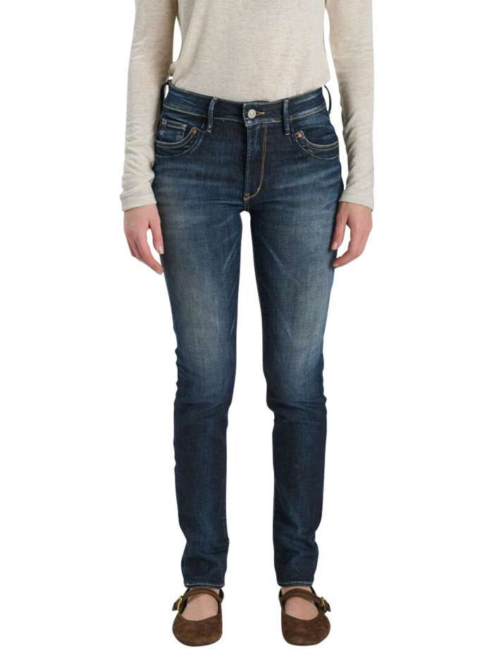 Jean en coton mélangé bleu...