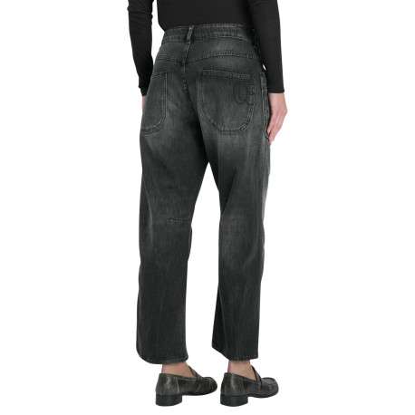 Jean en coton anthracite pourvu d'une coupe droite avec un effet délavé - Image 2