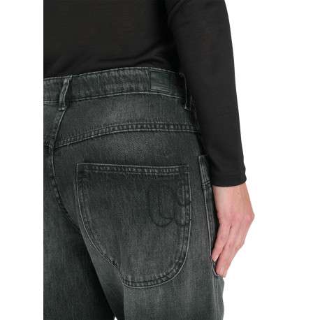 Jean en coton anthracite pourvu d'une coupe droite avec un effet délavé - Image 5