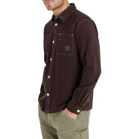 Chemise en coton de velours côtelé marron avec une coupe droite - Image 4