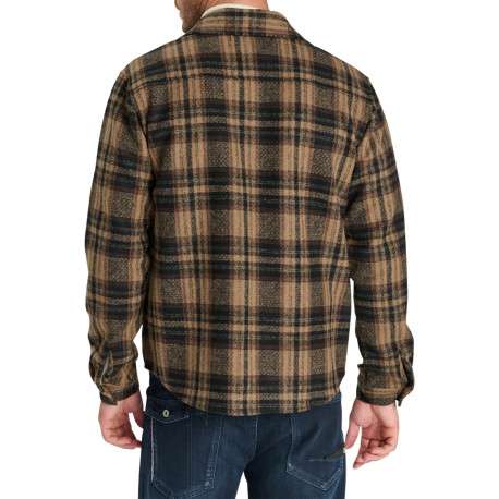 Chemise épaisse camel à carreaux dotée d'une coupe droite et un col à revers - Image 2