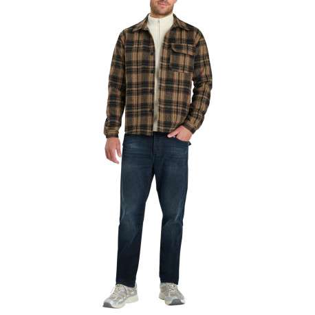 Chemise épaisse camel à carreaux dotée d'une coupe droite et un col à revers - Image 5