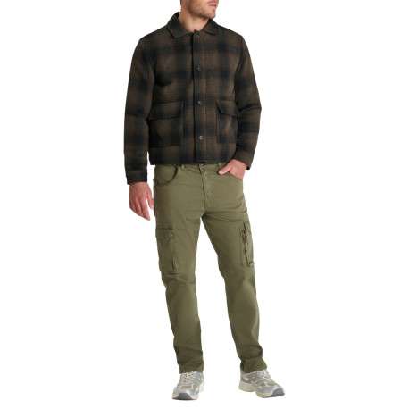Veste noire et taupe à carreaux pourvue d'un col à revers et à manches longues - Image 4