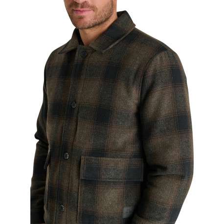 Veste noire et taupe à carreaux pourvue d'un col à revers et à manches longues - Image 5