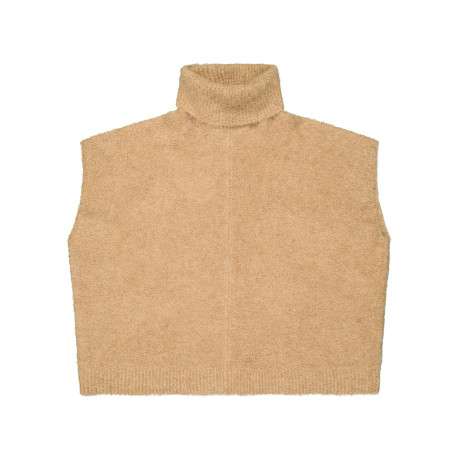 Pull camel à coupe ample pourvu d'un col roulé et des manches 3/4