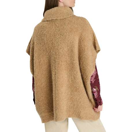 Pull camel à coupe ample pourvu d'un col roulé et des manches 3/4 - Image 2