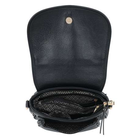 Sac noir uni à bandoulière amovible orné du logo de la marque - Image 4