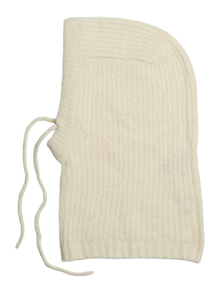 Bonnet cagoule écru uni à coupe ample avec cordon de serrage