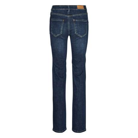 Jean 5 poches bleu indigo délavé avec une coupe regular fit et une taille haute - Image 2