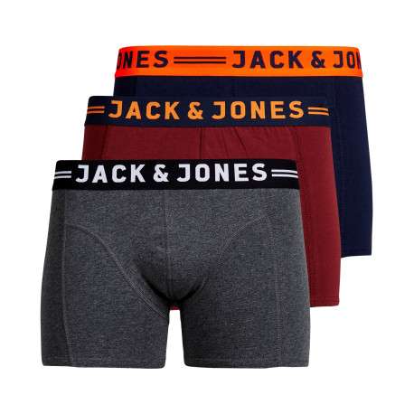 Lot de boxers unis en coton coupe fermée avec bandes élastiquées colorées