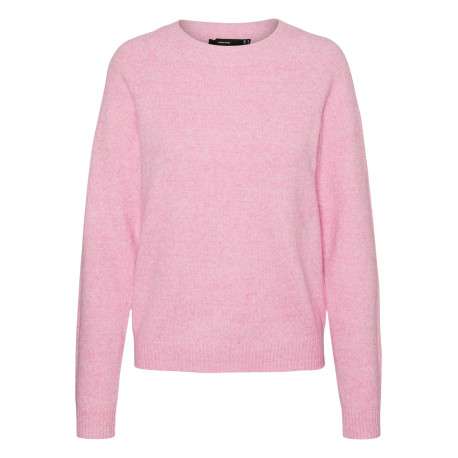 Pull rose chiné resserré aux manches avec une coupe droite et un col rond