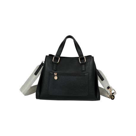Sac à main noir uni avec logo iconique sur le devant et une petite poche - Image 3