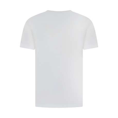 T-shirt en coton blanc uni avec un petit patch carré cousu et à col rond - Image 2