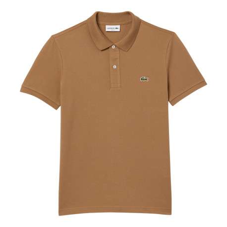 Polo Ph4012 slim manches courtes en coton camel avec logo brodé et col boutonné - Image 4