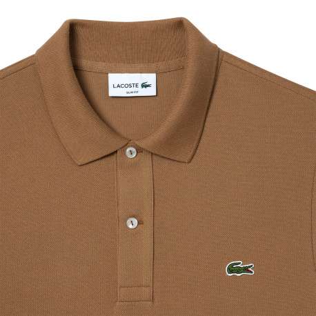 Polo Ph4012 slim manches courtes en coton camel avec logo brodé et col boutonné - Image 5