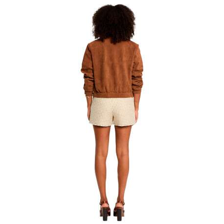 Blouson camel uni aspect daim zippé à l'avant avec un col à revers - Image 4