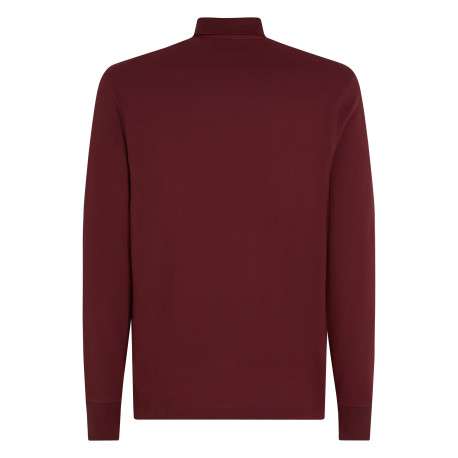 Polo en coton biologique bordeaux uni coupe régular avec un col polo et un imprimé légèrement chiné - Image 2