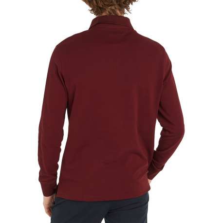 Polo en coton biologique bordeaux uni coupe régular avec un col polo et un imprimé légèrement chiné - Image 5