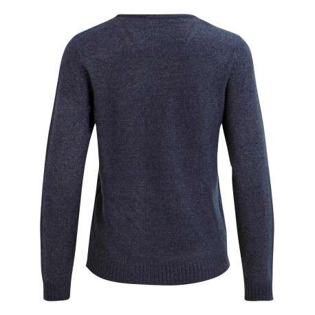 Pull basic marine chiné à col v avec les extrémités côtelées - Image 2